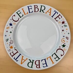 Pampered Chef Celebrate Plate White Ceramic Confetti Birthday Serving Platter